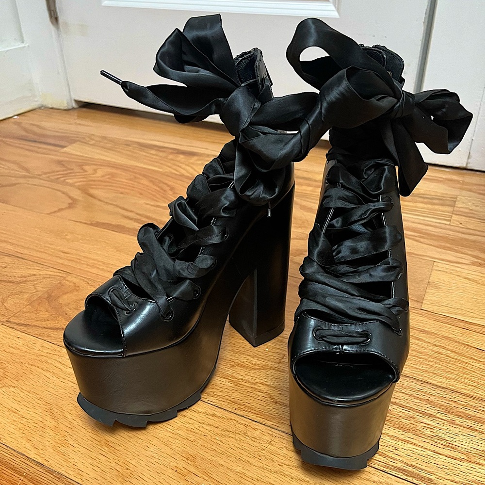 YRU x Dolls Kill Ballet Bae Platform Heels